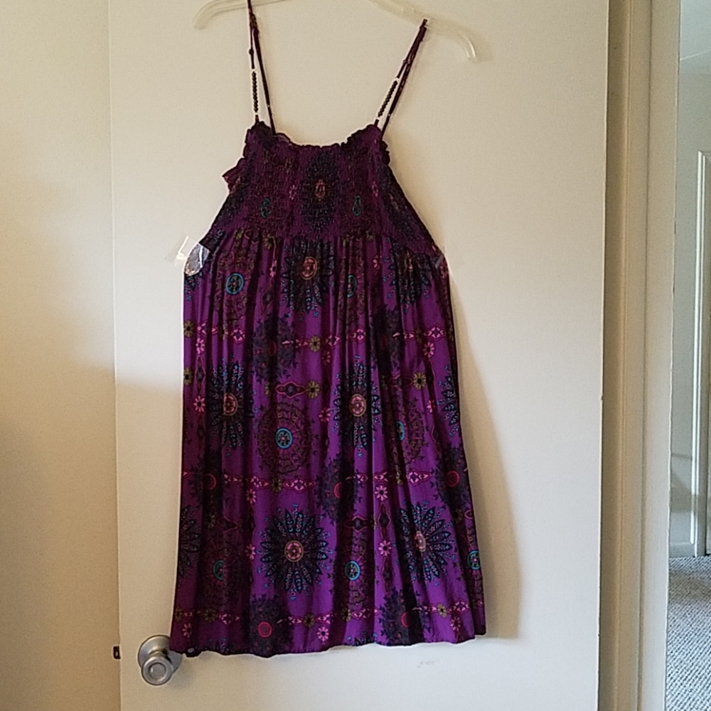 Purple print tank dress
